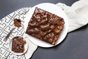 Tempting dessert with cookies and brownies