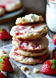 Cookies with strawberry cheesecake filling