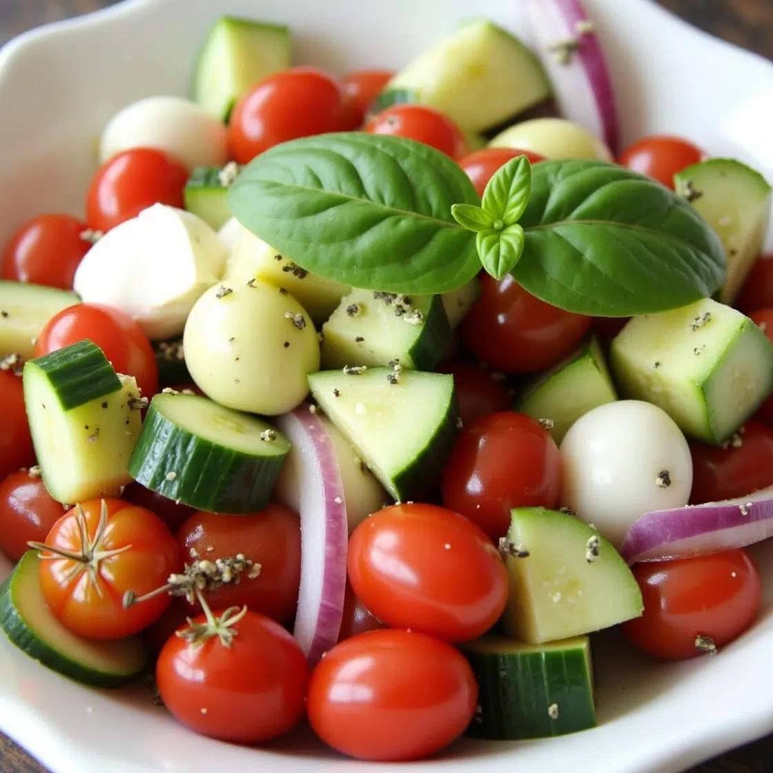 Easy Cucumber Caprese Salad